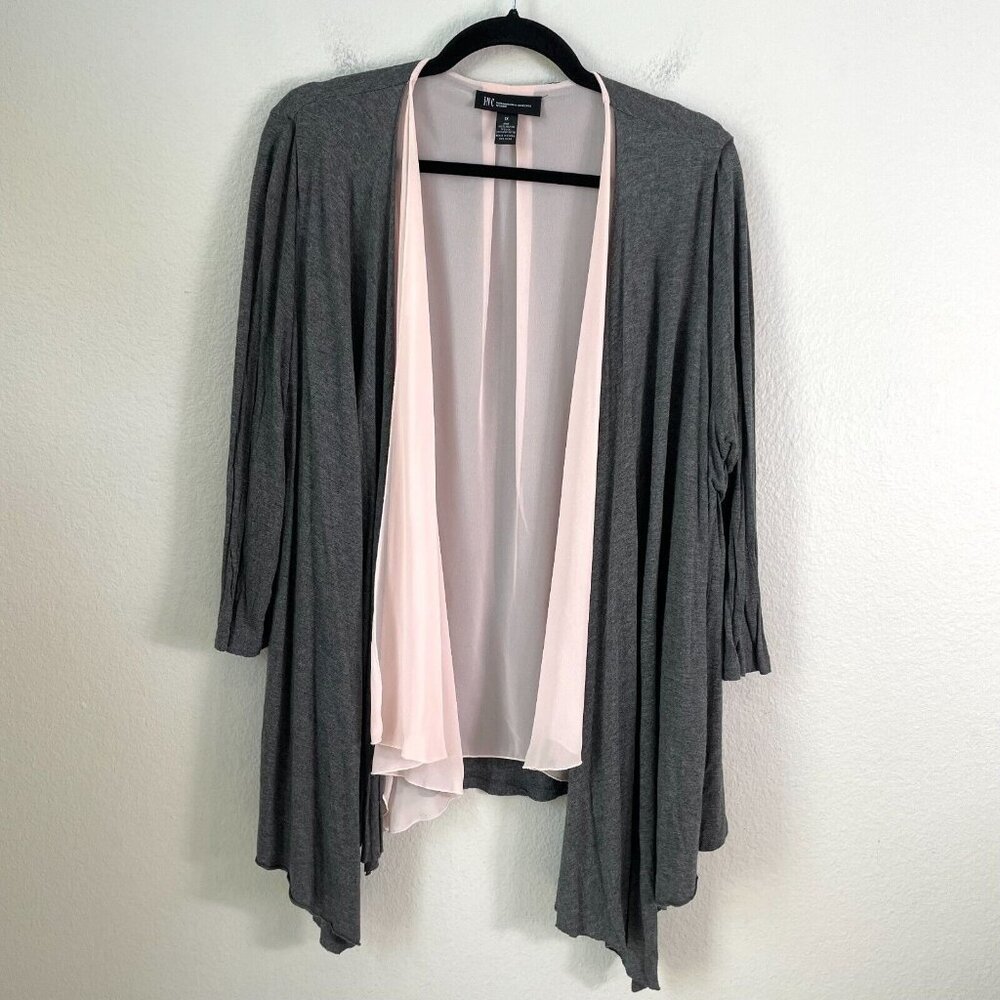 INC International Concepts Gray Cardigan with Pink Lining